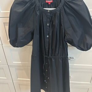Staud Black Puff Sleeve Dress